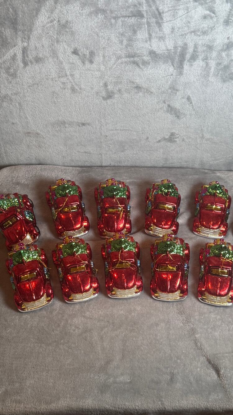 Lot of 10 Red Pickup Truck Christmas Ornaments Tree Gifts Wreath Holiday Decor